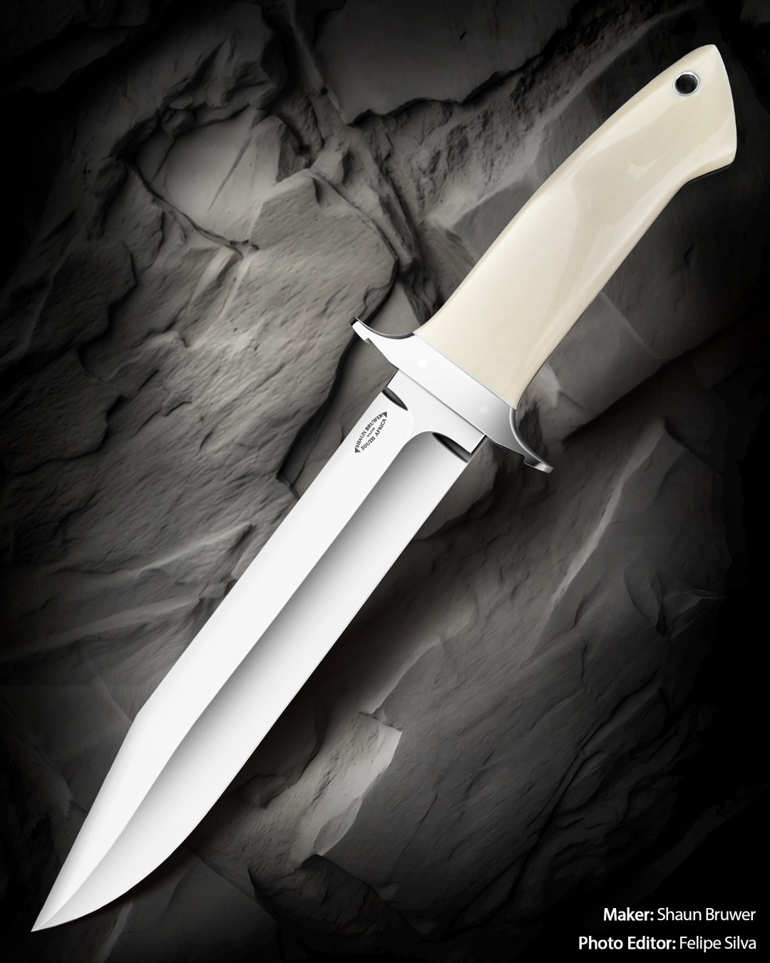 Loveless battle blade in Bohler N690 stainless steel with ivory handle